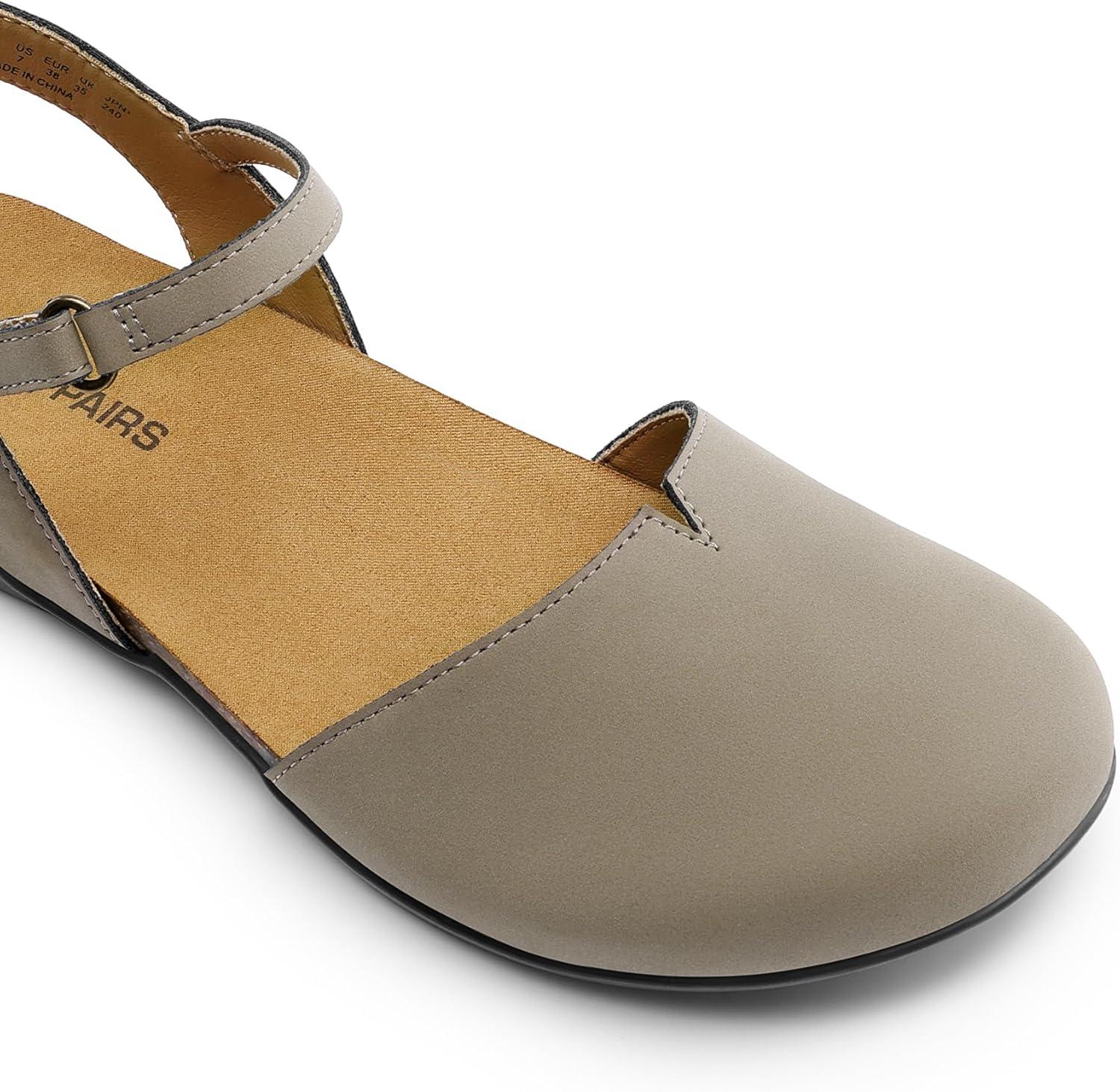 imageDREAM PAIRS Womens Closed Toe Sandals Arch Support Comfort Cork Footbed Flat Sandals Summer ShoesTaupe