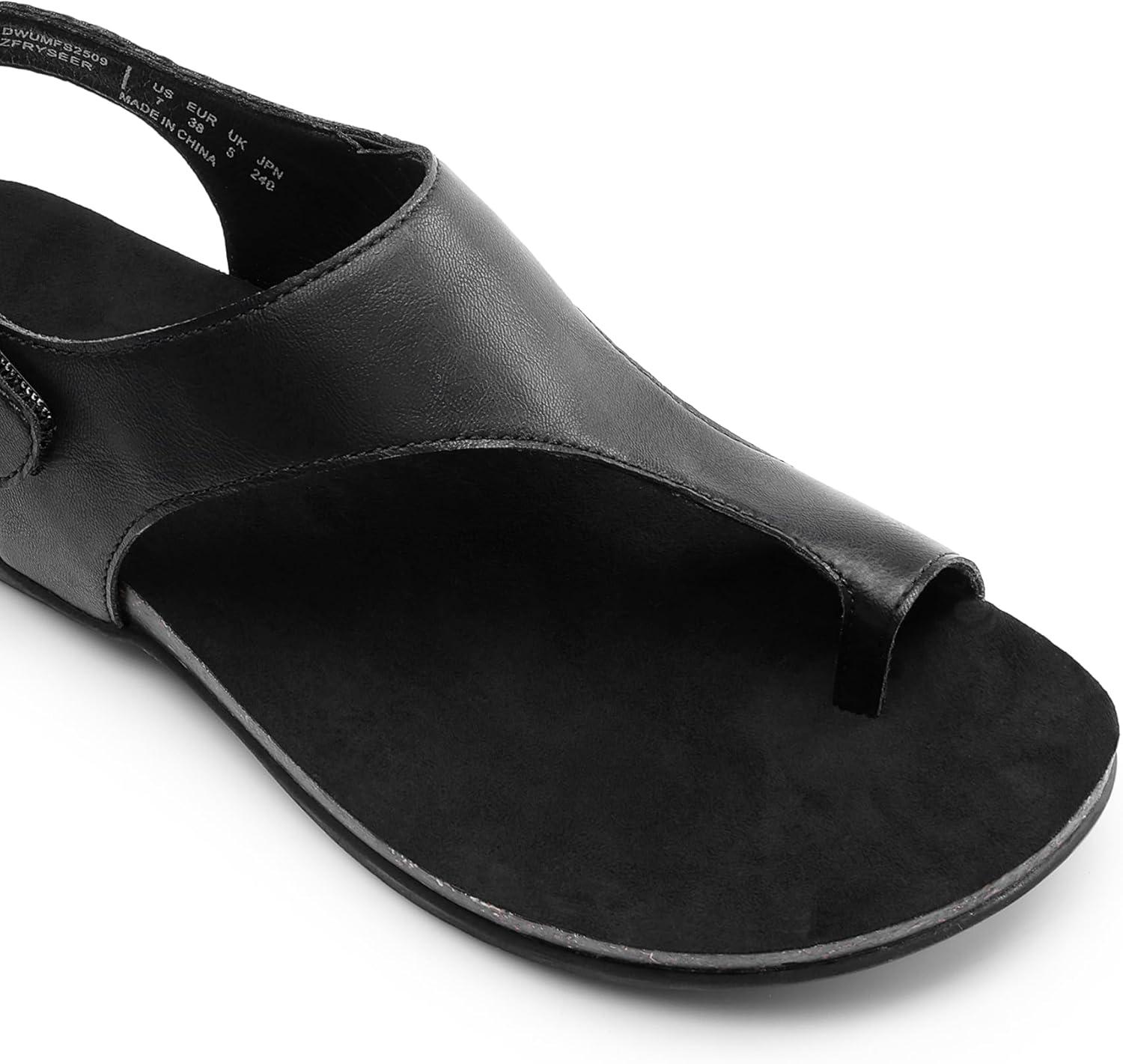 imageDREAM PAIRS Womens Comfortable Cork Footbed Arch Support Sandals Casual to Dressy Thong Walking Flat Sandals for SummerAll Black