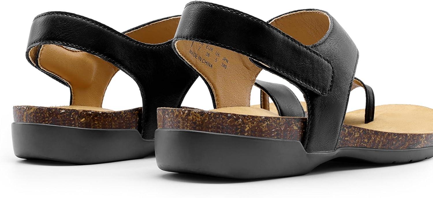 imageDREAM PAIRS Womens Comfortable Cork Footbed Arch Support Sandals Casual to Dressy Thong Walking Flat Sandals for SummerBlack