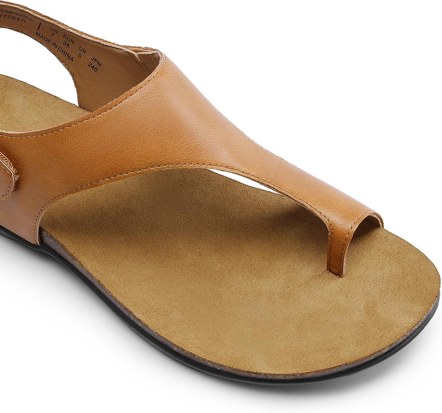 imageDREAM PAIRS Womens Comfortable Cork Footbed Arch Support Sandals Casual to Dressy Thong Walking Flat Sandals for SummerTan