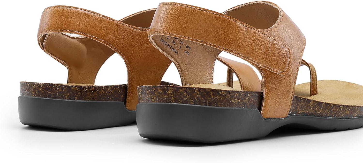 imageDREAM PAIRS Womens Comfortable Cork Footbed Arch Support Sandals Casual to Dressy Thong Walking Flat Sandals for SummerTan