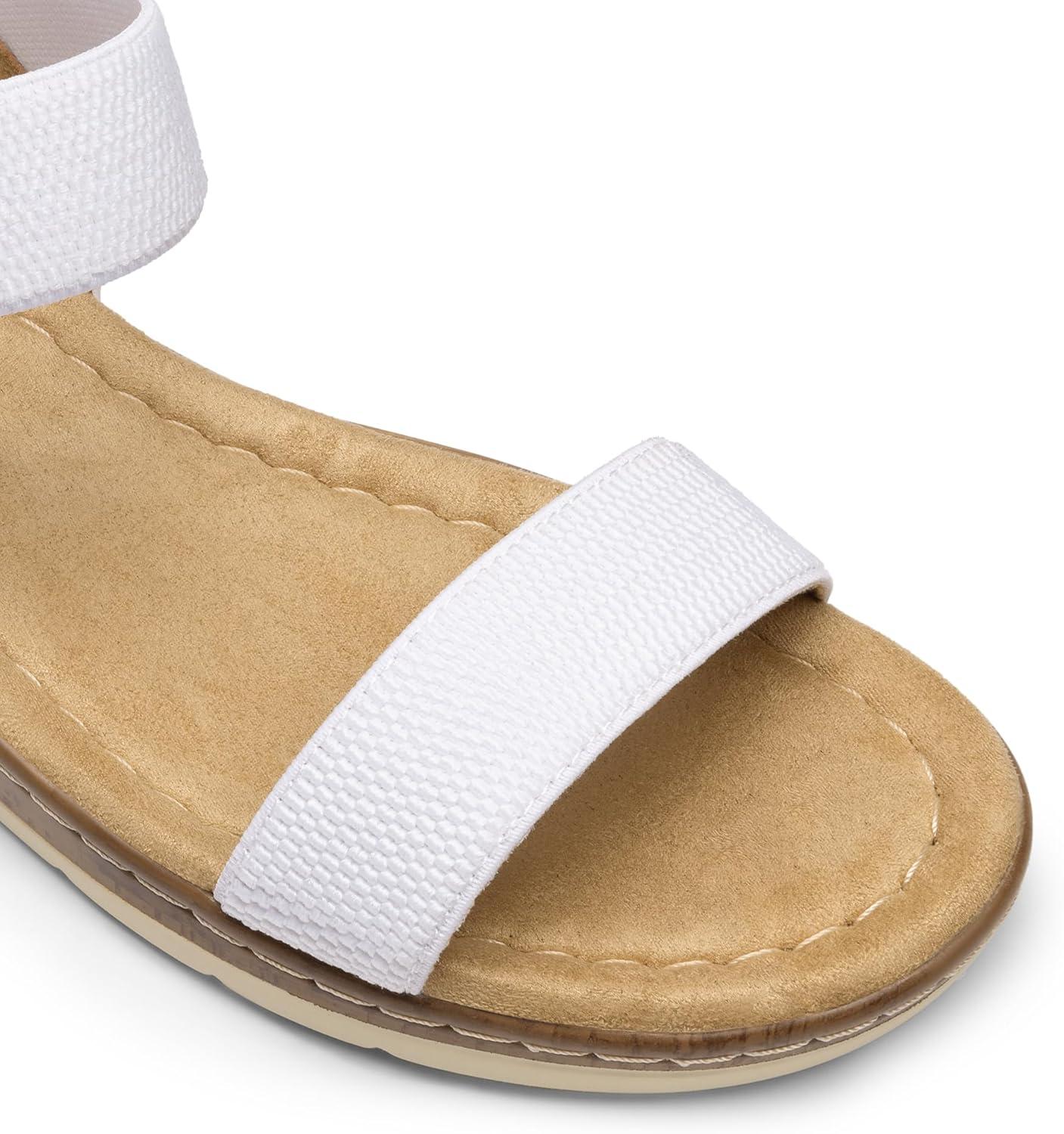 imageDREAM PAIRS Womens Comfortable Dressy Cork Low Wedge Heels Cute Summer One Band Casual Flat Sandals with Adjustable Ankle StrapWhite