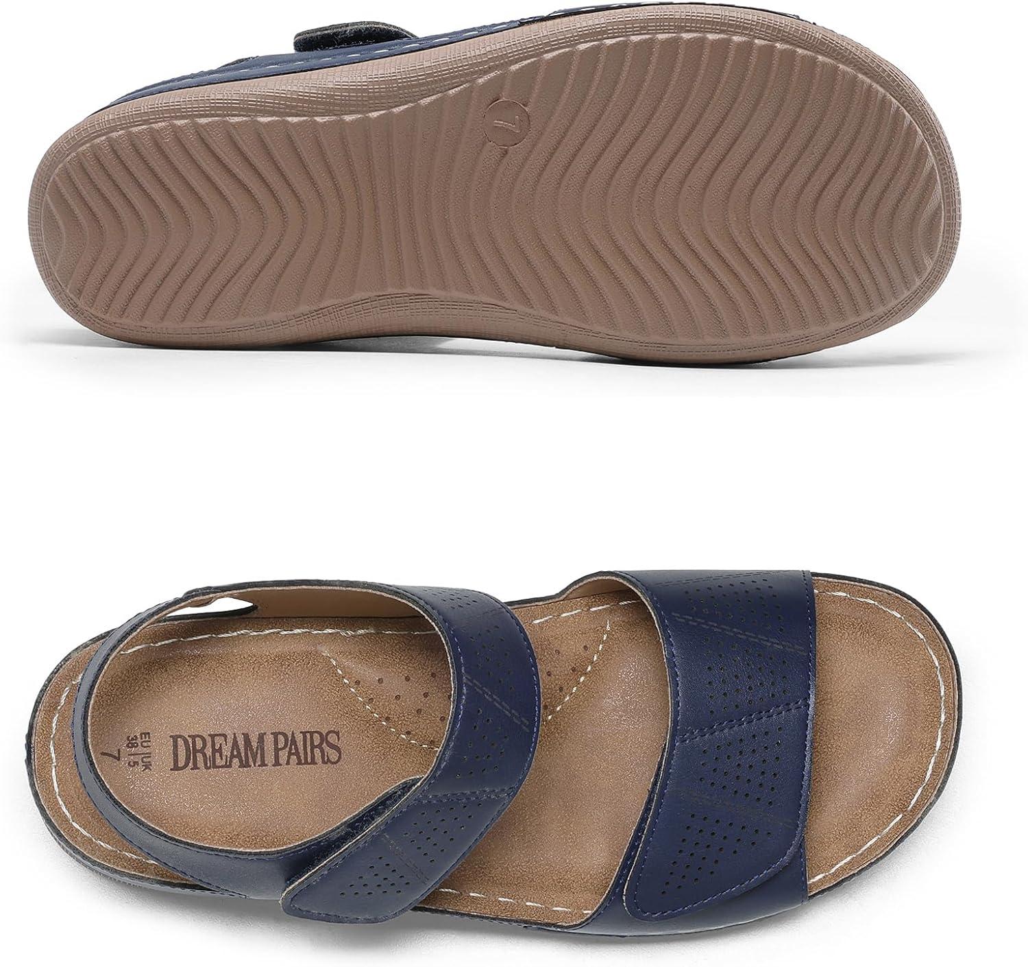 imageDREAM PAIRS Womens Comfortable Dressy Flats Sandals Open Toe One Band Casual Walking Sandals for SummerNavy