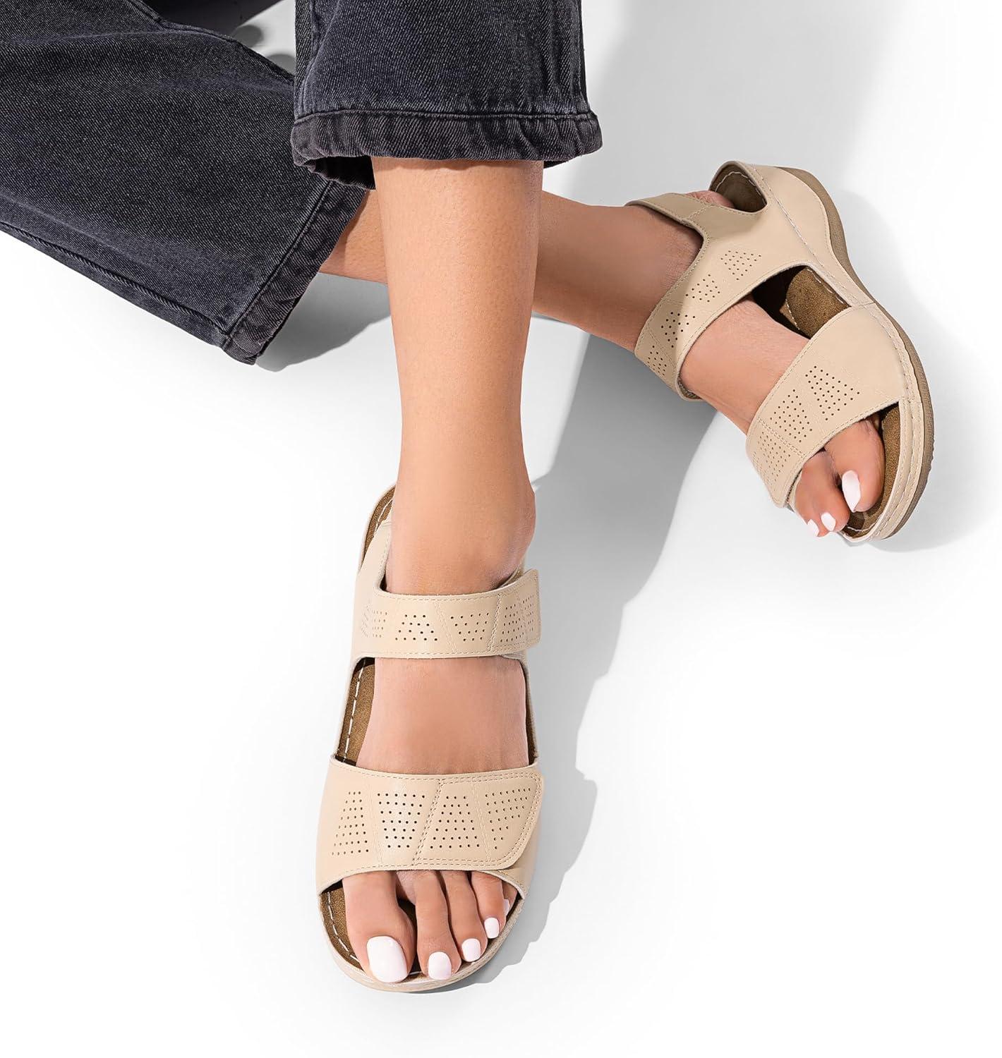 imageDREAM PAIRS Womens Comfortable Dressy Flats Sandals Open Toe One Band Casual Walking Sandals for SummerNude