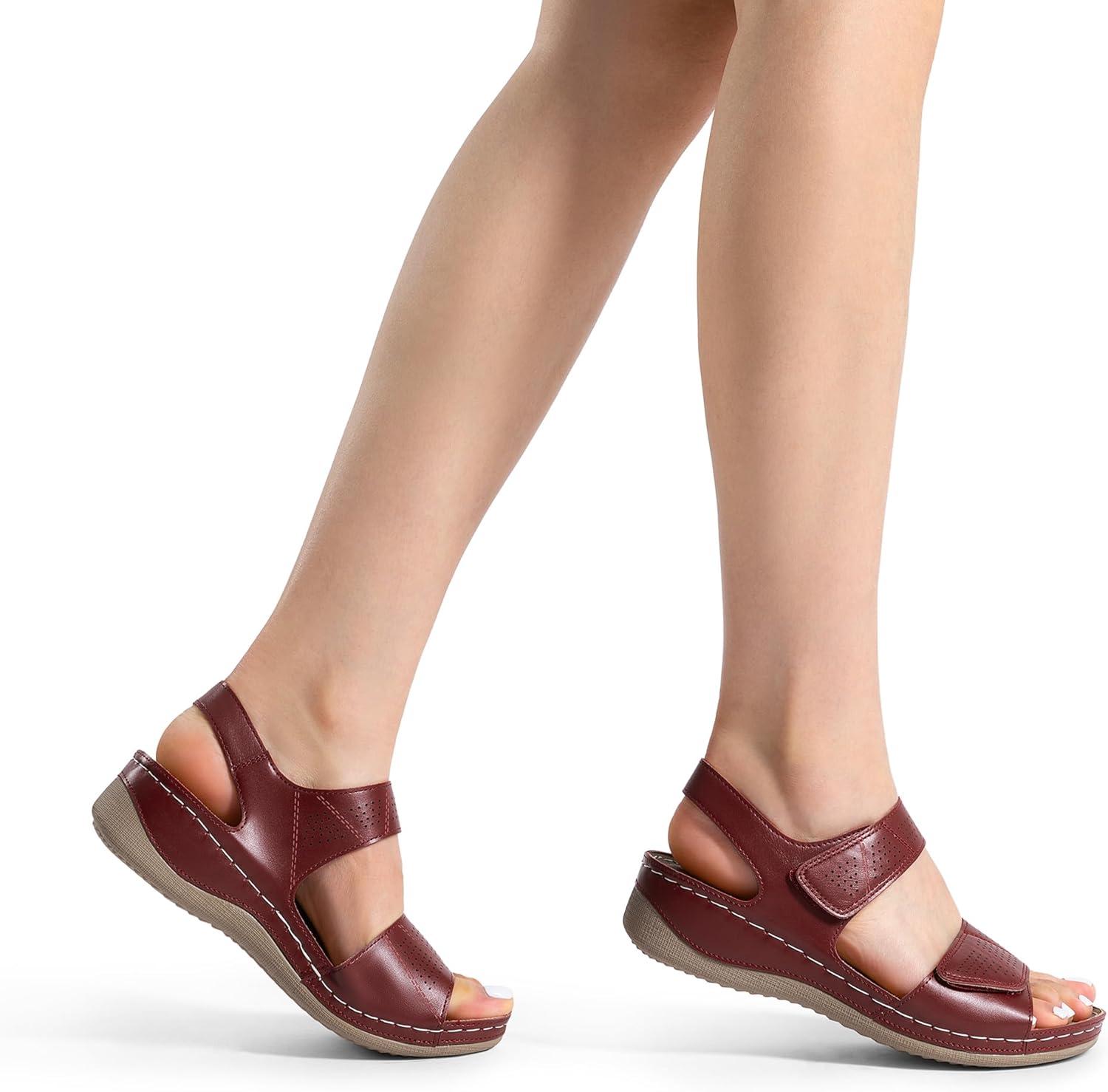 imageDREAM PAIRS Womens Comfortable Dressy Flats Sandals Open Toe One Band Casual Walking Sandals for SummerRed