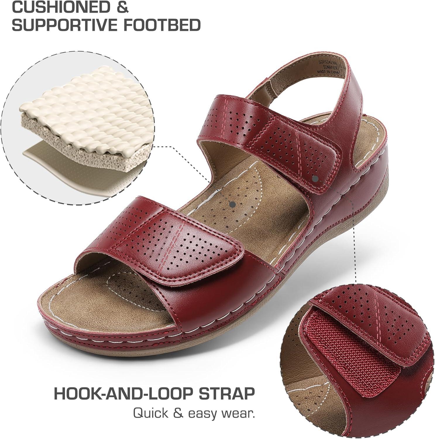 imageDREAM PAIRS Womens Comfortable Dressy Flats Sandals Open Toe One Band Casual Walking Sandals for SummerRed