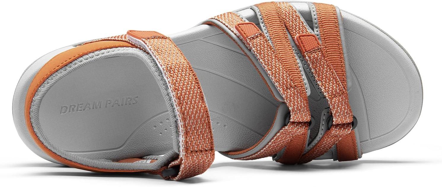 imageDREAM PAIRS Womens Comfortable Hiking Walking Sandal with Adjustable Hook and Loop Strap Sports TravelSummer Beach Outdoor Light Weight Water ShoesOrange
