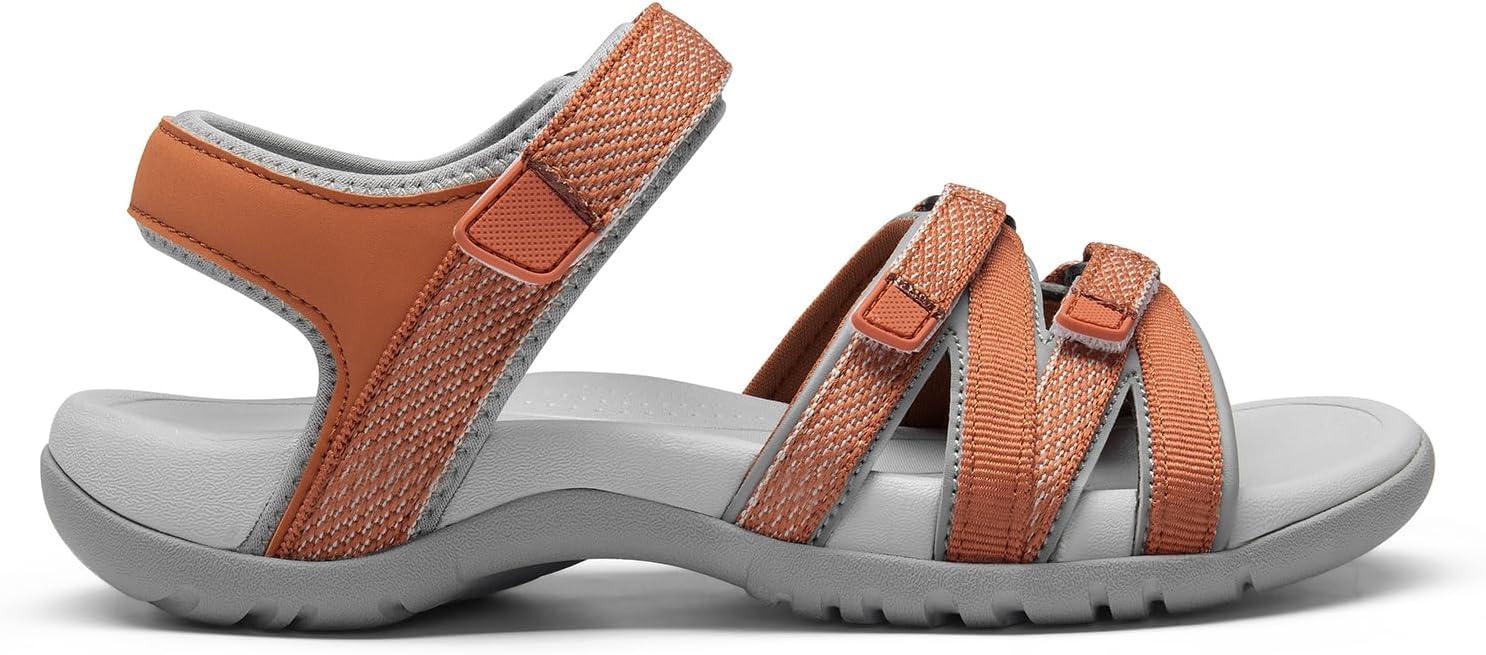 imageDREAM PAIRS Womens Comfortable Hiking Walking Sandal with Adjustable Hook and Loop Strap Sports TravelSummer Beach Outdoor Light Weight Water ShoesOrange