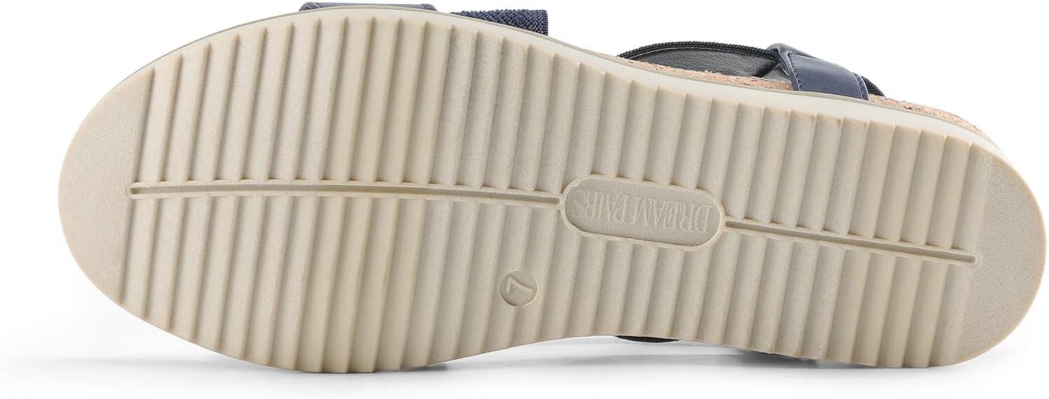 imageDREAM PAIRS Womens Comfortable Low Wedge Sandals Open Toe Slip On Strappy Flat Sandals Lightweight Summer ShoesNavy