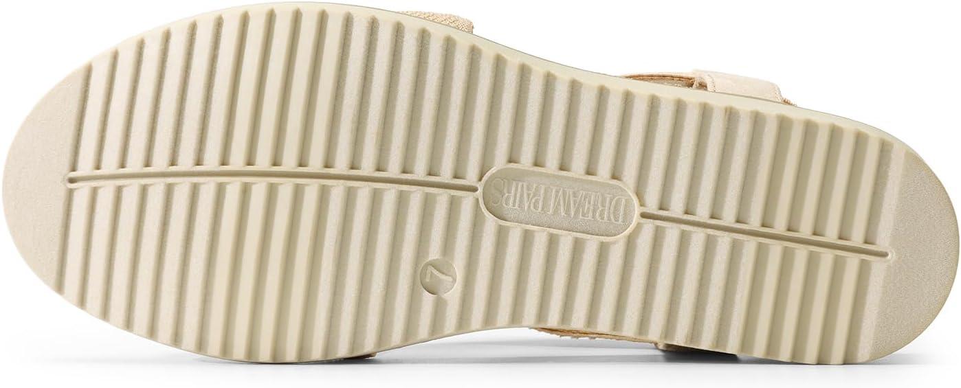 imageDREAM PAIRS Womens Comfortable Low Wedge Sandals Open Toe Slip On Strappy Flat Sandals Lightweight Summer ShoesNude