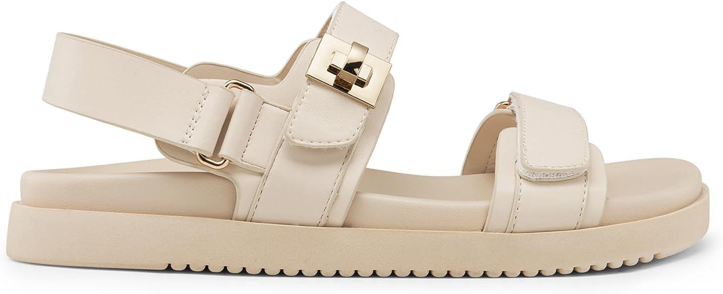 imageDREAM PAIRS Womens Comfortable Open Toe Flat Sandals Fashion One Band Summer Dessy SandalsNude