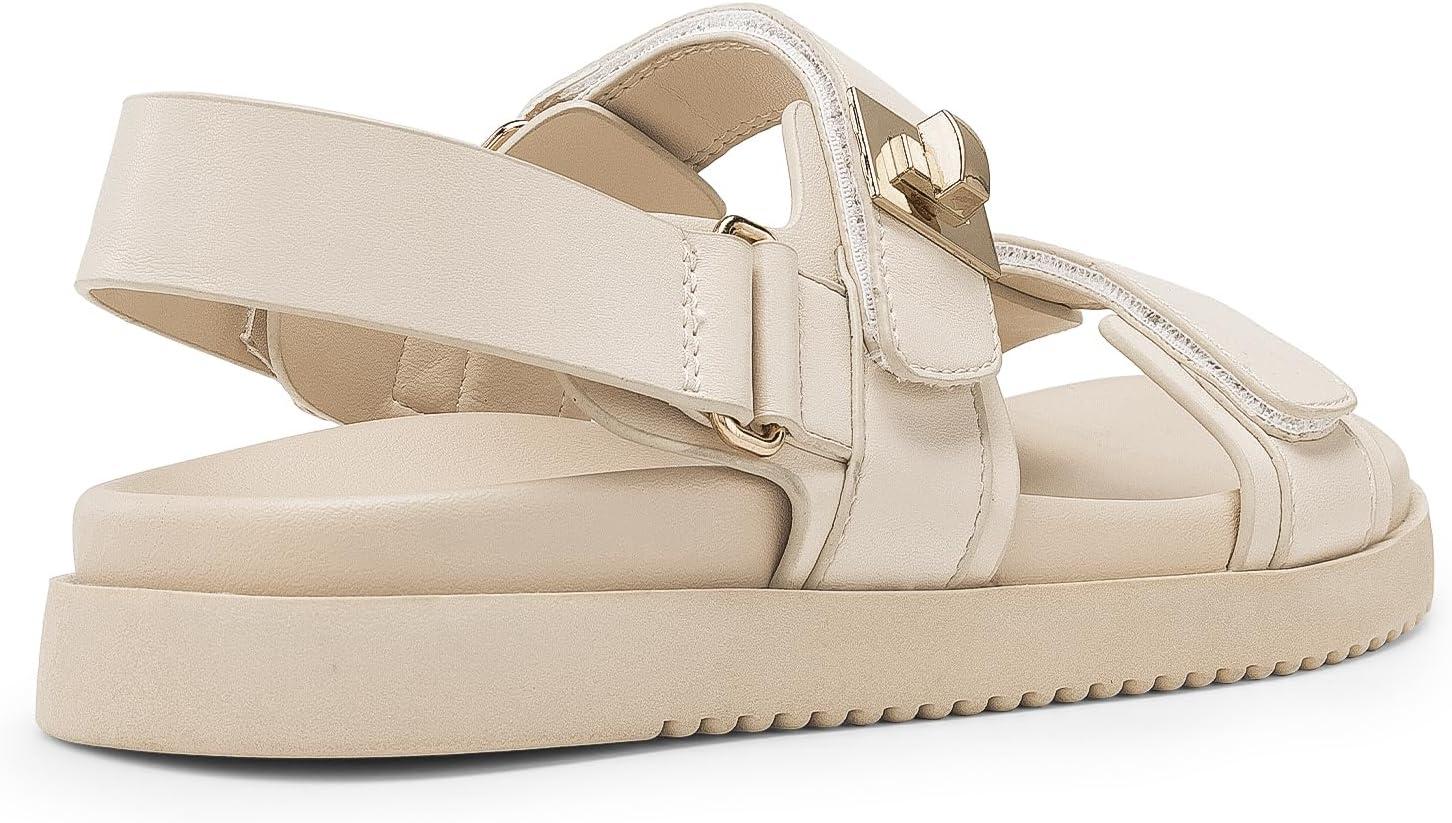 imageDREAM PAIRS Womens Comfortable Open Toe Flat Sandals Fashion One Band Summer Dessy SandalsNude