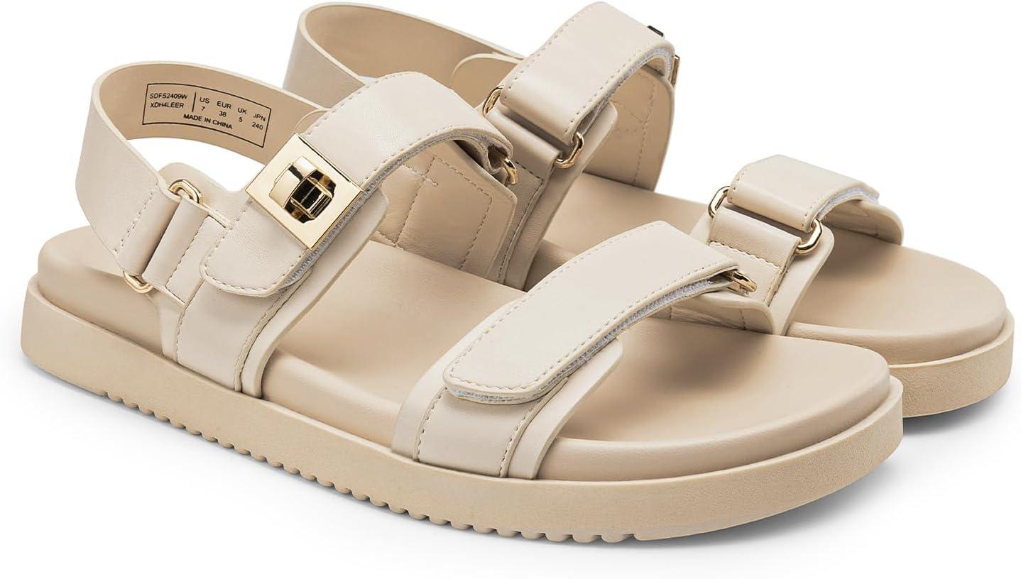 imageDREAM PAIRS Womens Comfortable Open Toe Flat Sandals Fashion One Band Summer Dessy SandalsNude