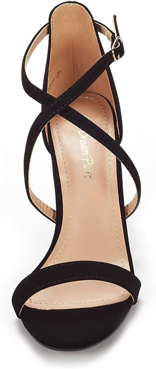imageDREAM PAIRS Womens DOLCE Fashion Stilettos Open Toe Pump Heel SandalsBlack Nubuck