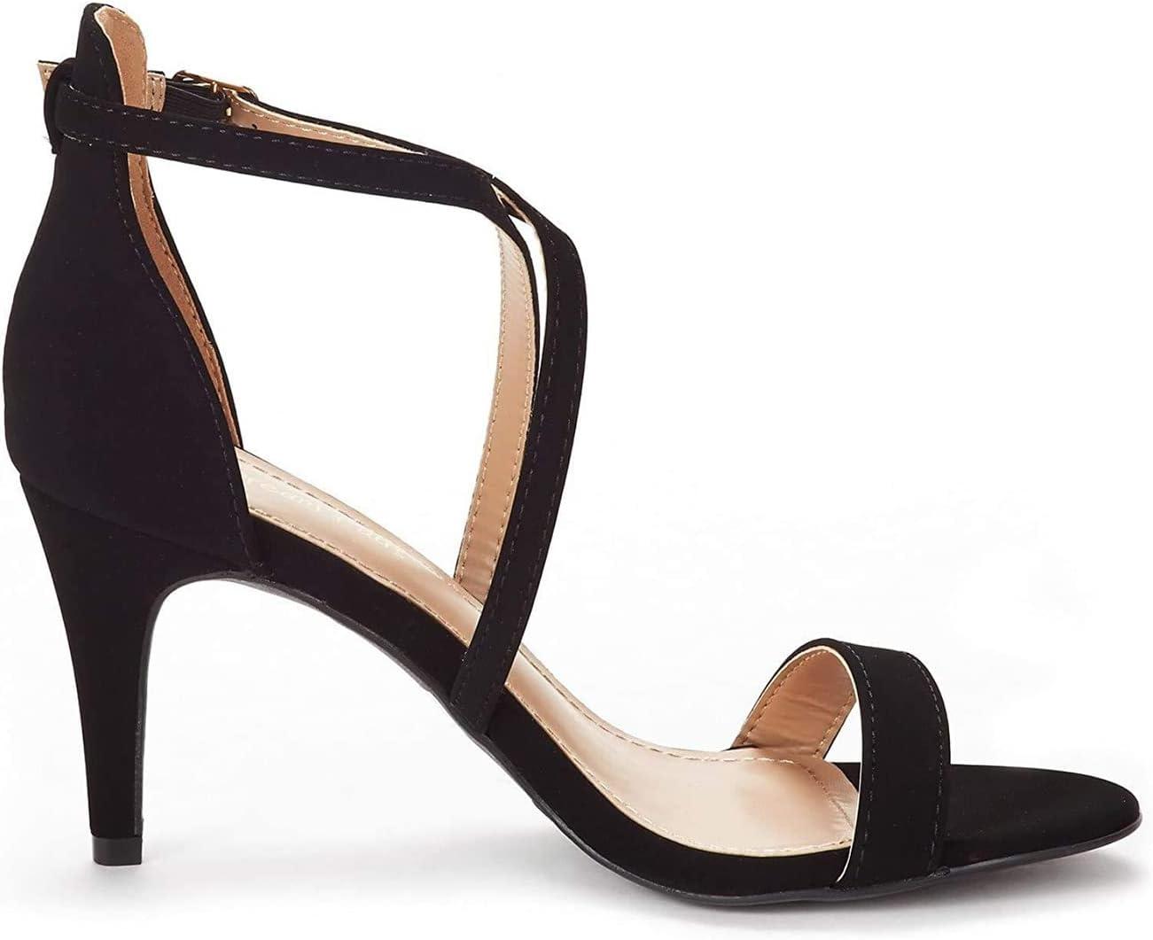 imageDREAM PAIRS Womens DOLCE Fashion Stilettos Open Toe Pump Heel SandalsBlack Nubuck