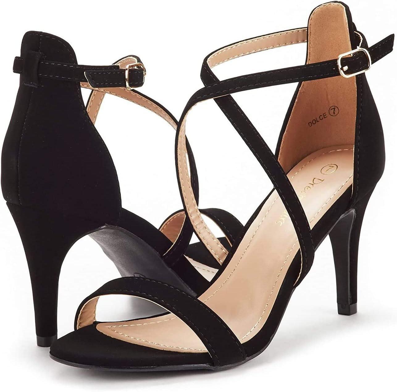 imageDREAM PAIRS Womens DOLCE Fashion Stilettos Open Toe Pump Heel SandalsBlack Nubuck