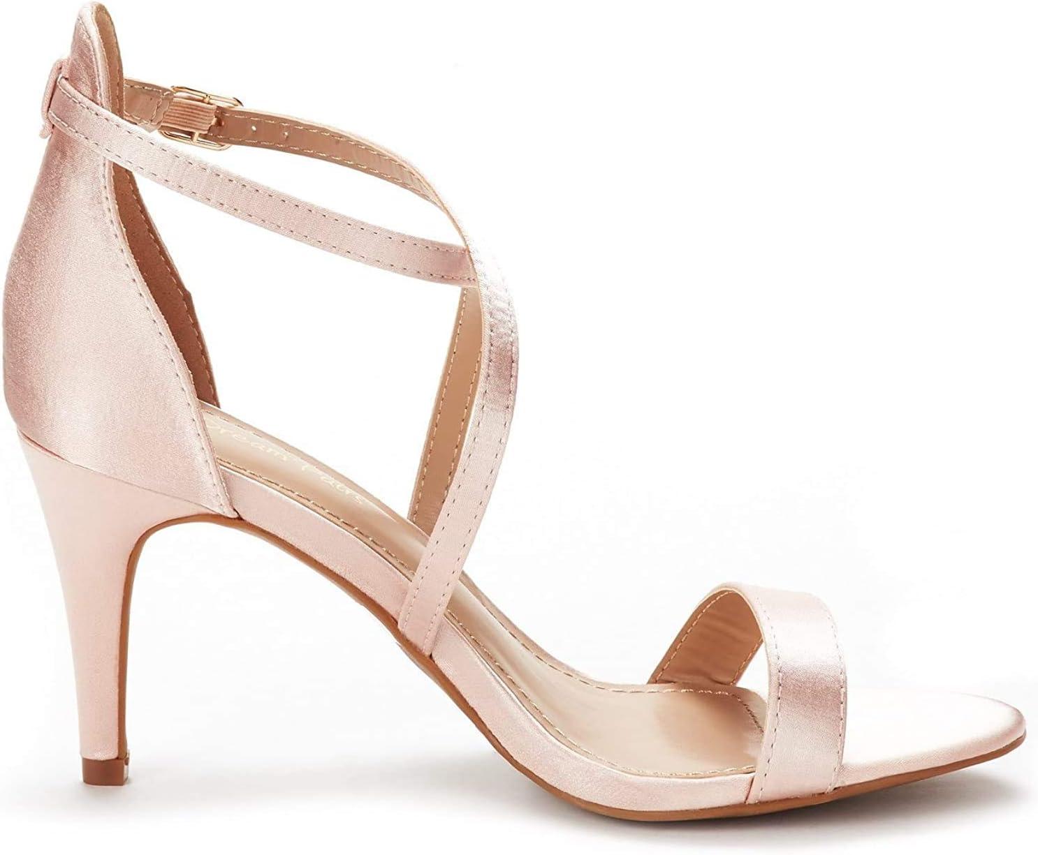 imageDREAM PAIRS Womens DOLCE Fashion Stilettos Open Toe Pump Heel SandalsChampagne Satin