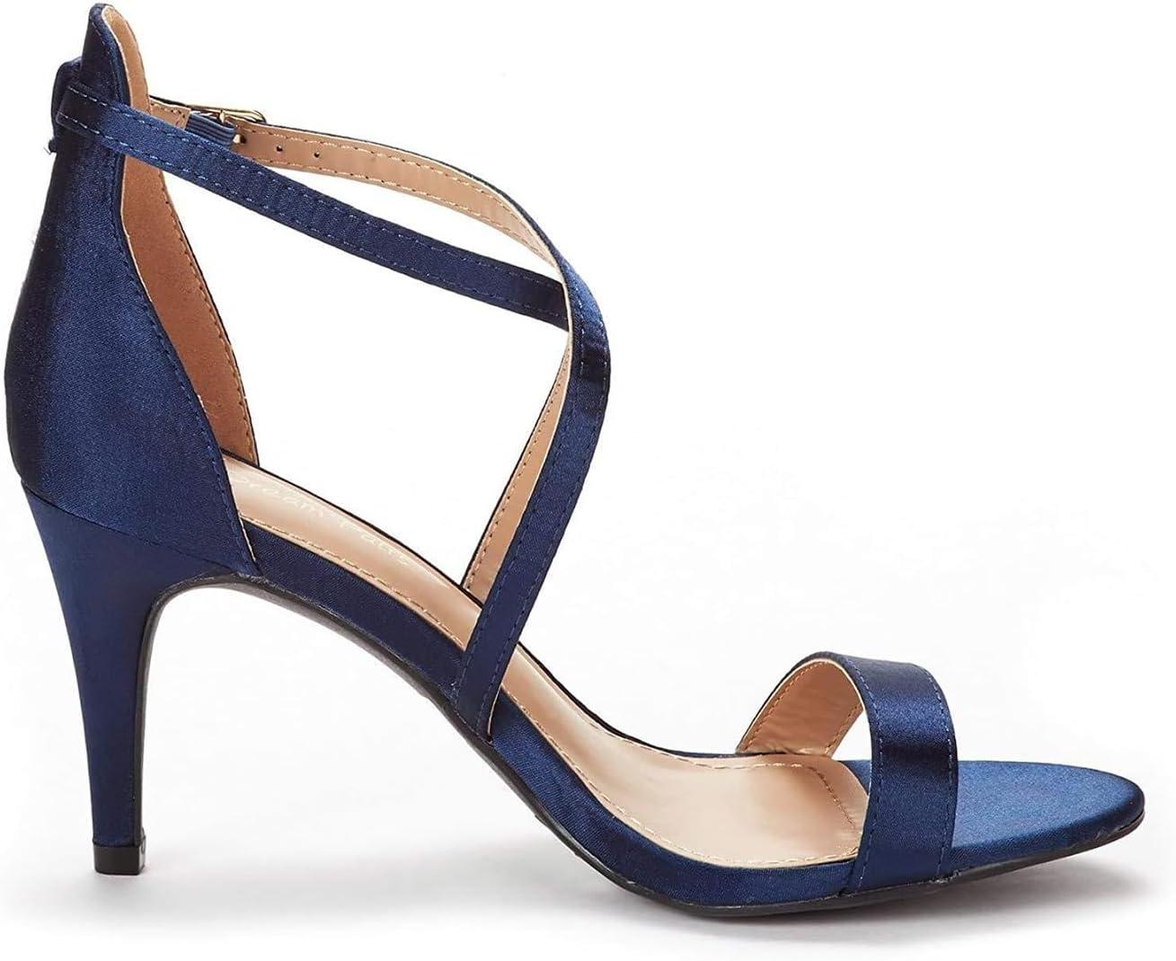 imageDREAM PAIRS Womens DOLCE Fashion Stilettos Open Toe Pump Heel SandalsNavy