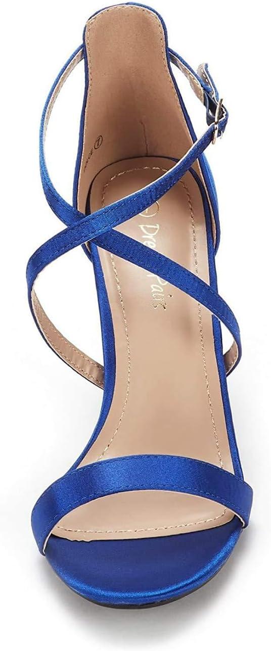 imageDREAM PAIRS Womens DOLCE Fashion Stilettos Open Toe Pump Heel SandalsRoyal Blue Satin