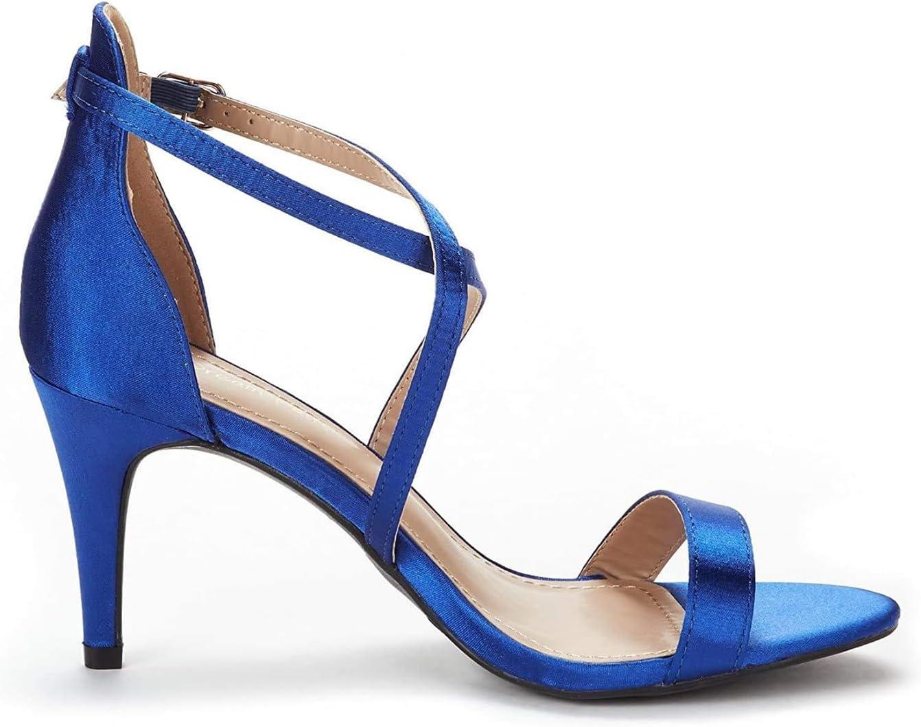 imageDREAM PAIRS Womens DOLCE Fashion Stilettos Open Toe Pump Heel SandalsRoyal Blue Satin