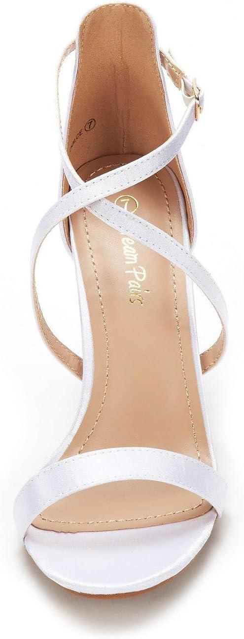imageDREAM PAIRS Womens DOLCE Fashion Stilettos Open Toe Pump Heel SandalsWhite Satin