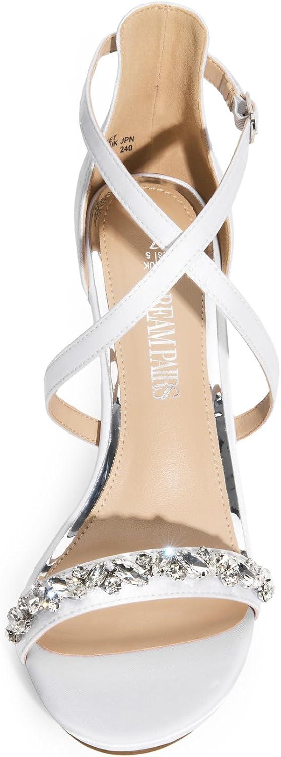 imageDREAM PAIRS Womens DOLCE Fashion Stilettos Open Toe Pump Heel SandalsWhiterhinestone