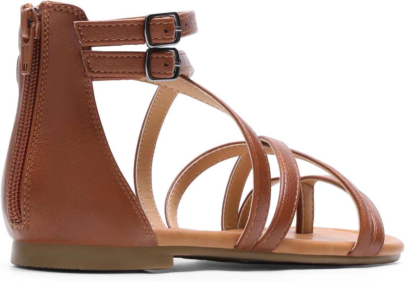 imageDREAM PAIRS Womens Dressy Gladiator Summer Cross Strappy Sandals Comfort Flat Casual Beach Fisherman Thong sandalsBrown