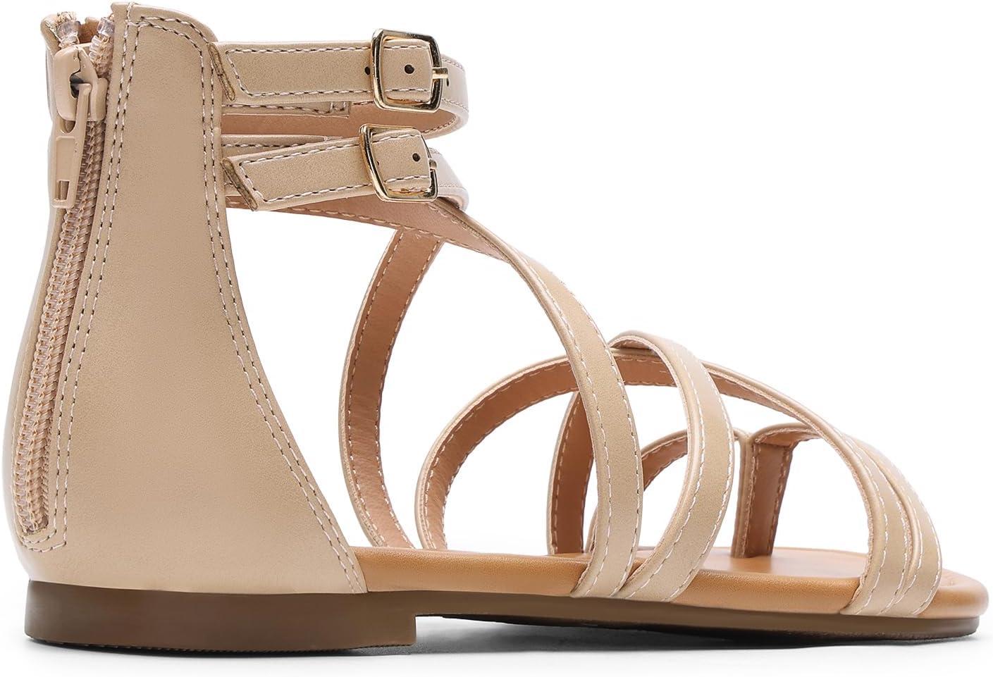 imageDREAM PAIRS Womens Dressy Gladiator Summer Cross Strappy Sandals Comfort Flat Casual Beach Fisherman Thong sandalsNude