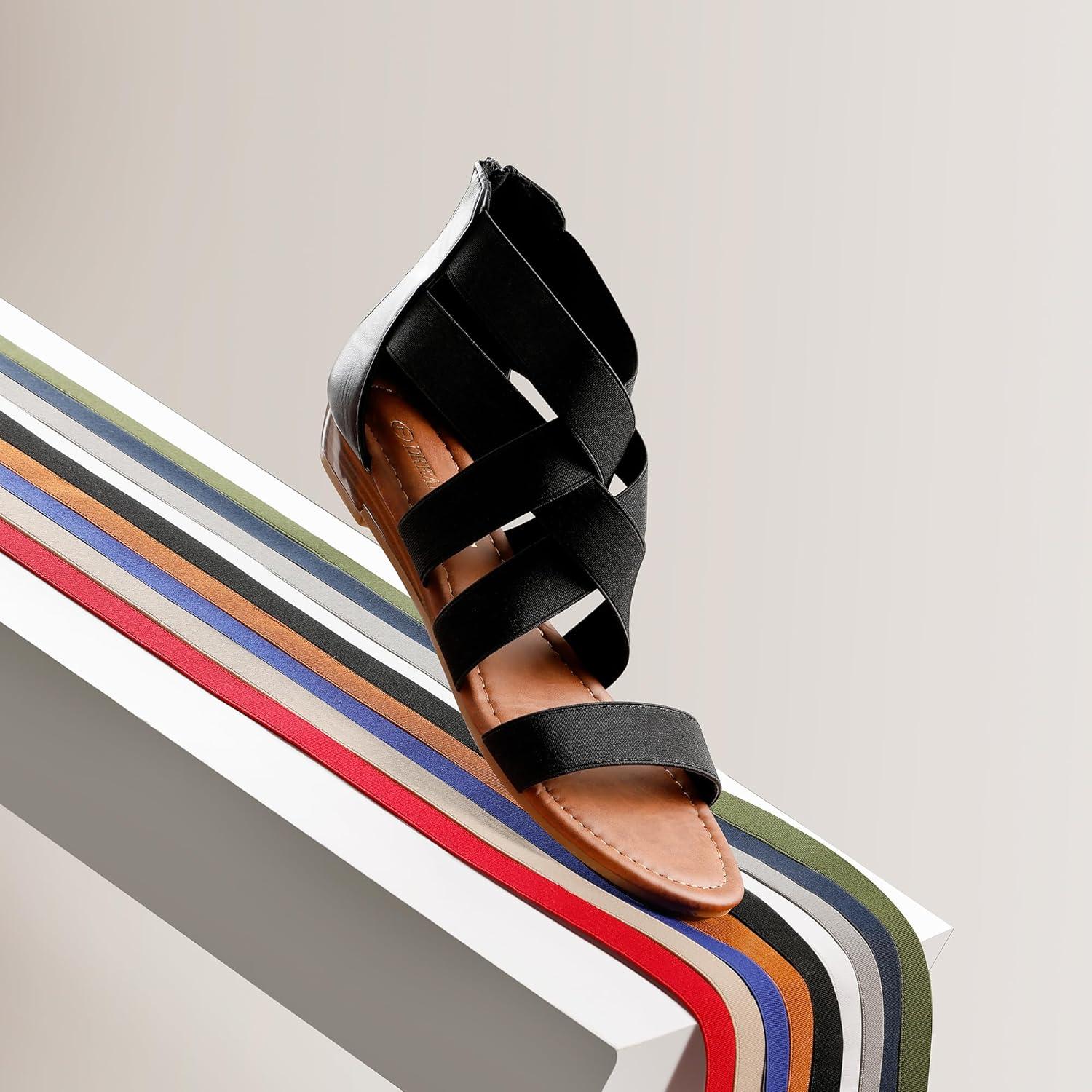 imageDREAM PAIRS Womens Elastic Ankle Strap Low Wedges SandalsBlack