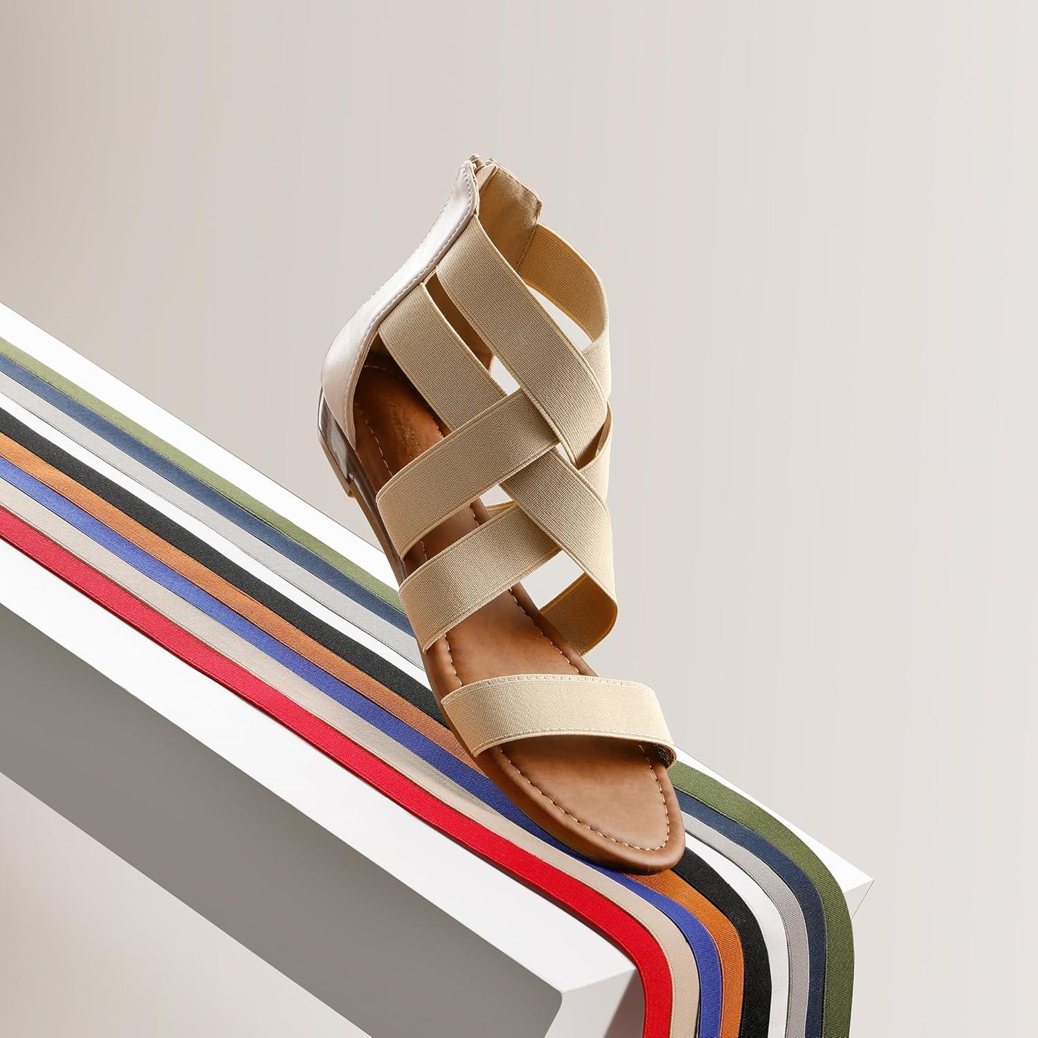 imageDREAM PAIRS Womens Elastic Ankle Strap Low Wedges SandalsNude