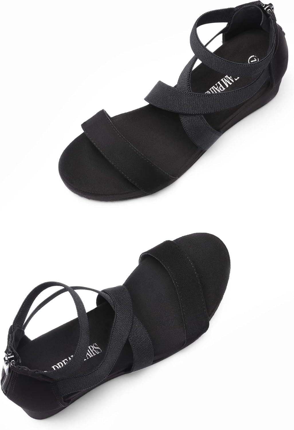 imageDREAM PAIRS Womens Elastic Ankle Strap Open Toe Platform Wedge Sandals Comfortable Summer ShoesBlack