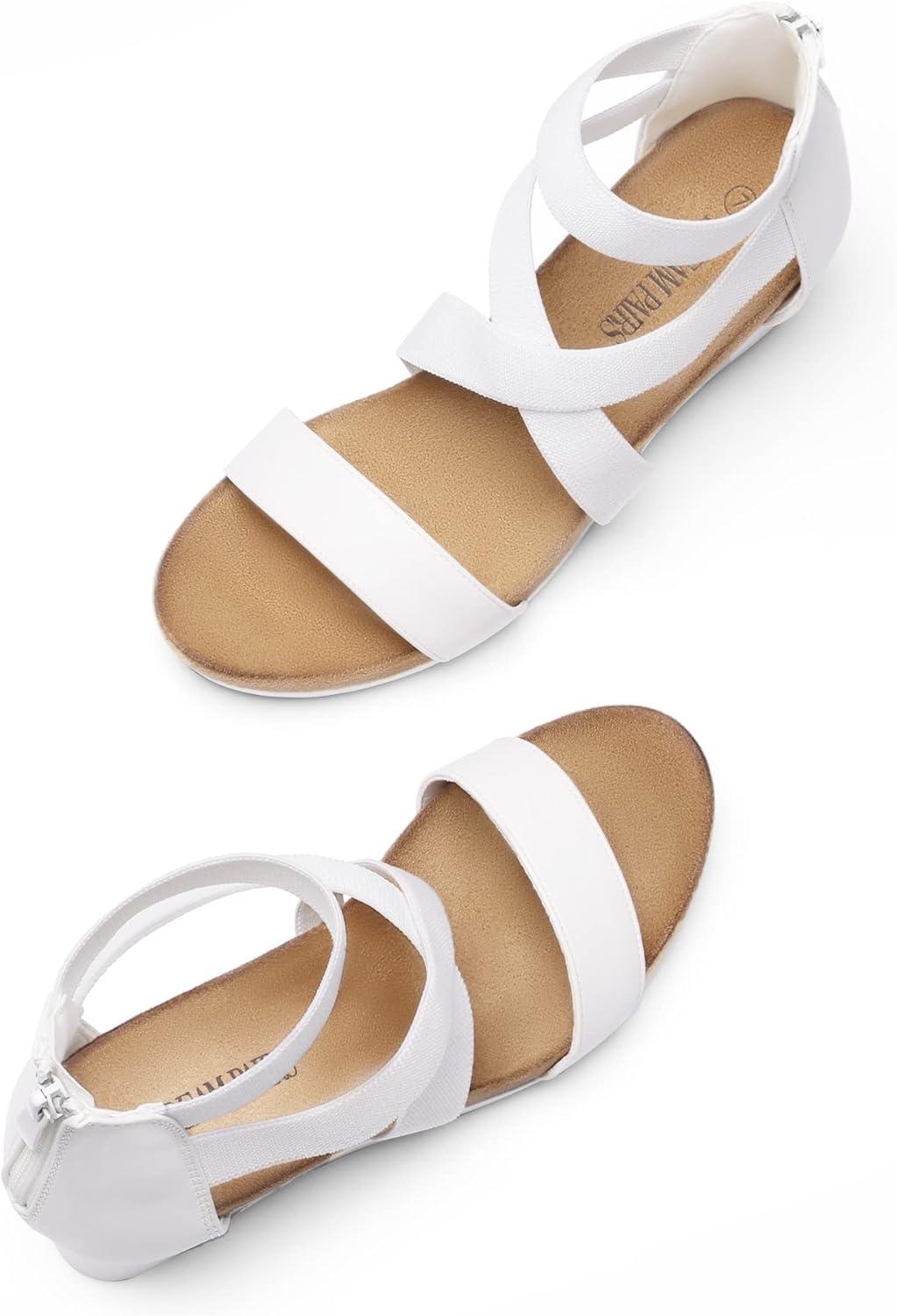 imageDREAM PAIRS Womens Elastic Ankle Strap Open Toe Platform Wedge Sandals Comfortable Summer ShoesWhite