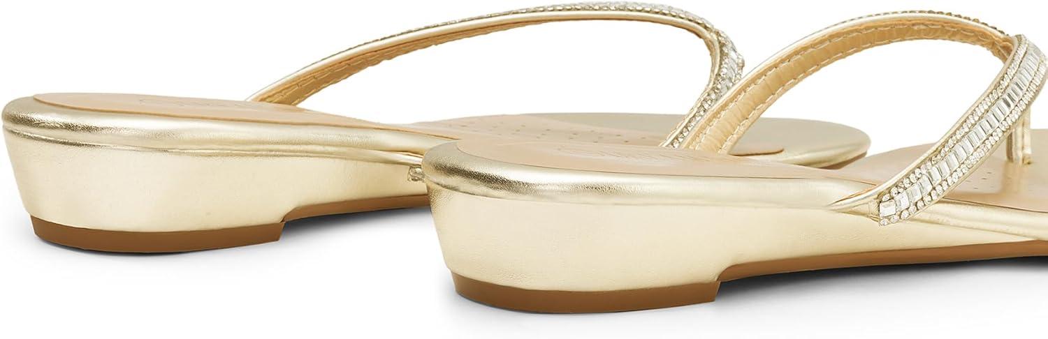 imageDREAM PAIRS Womens Fashion Rhinestones Design Slides Sandals Dress Daily Flat Sandals for SummerGold Glitter