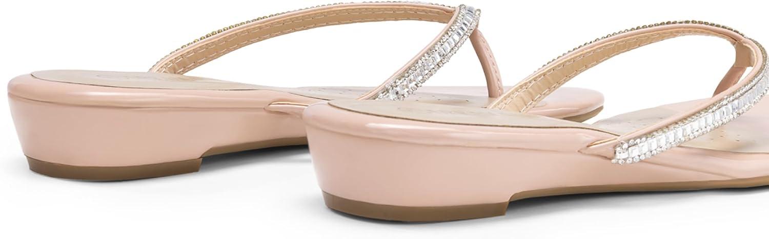 imageDREAM PAIRS Womens Fashion Rhinestones Design Slides Sandals Dress Daily Flat Sandals for SummerNude