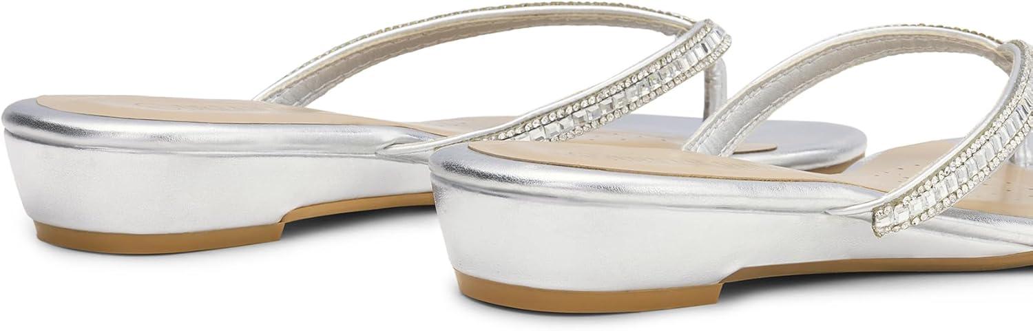 imageDREAM PAIRS Womens Fashion Rhinestones Design Slides Sandals Dress Daily Flat Sandals for SummerSilver Glitter