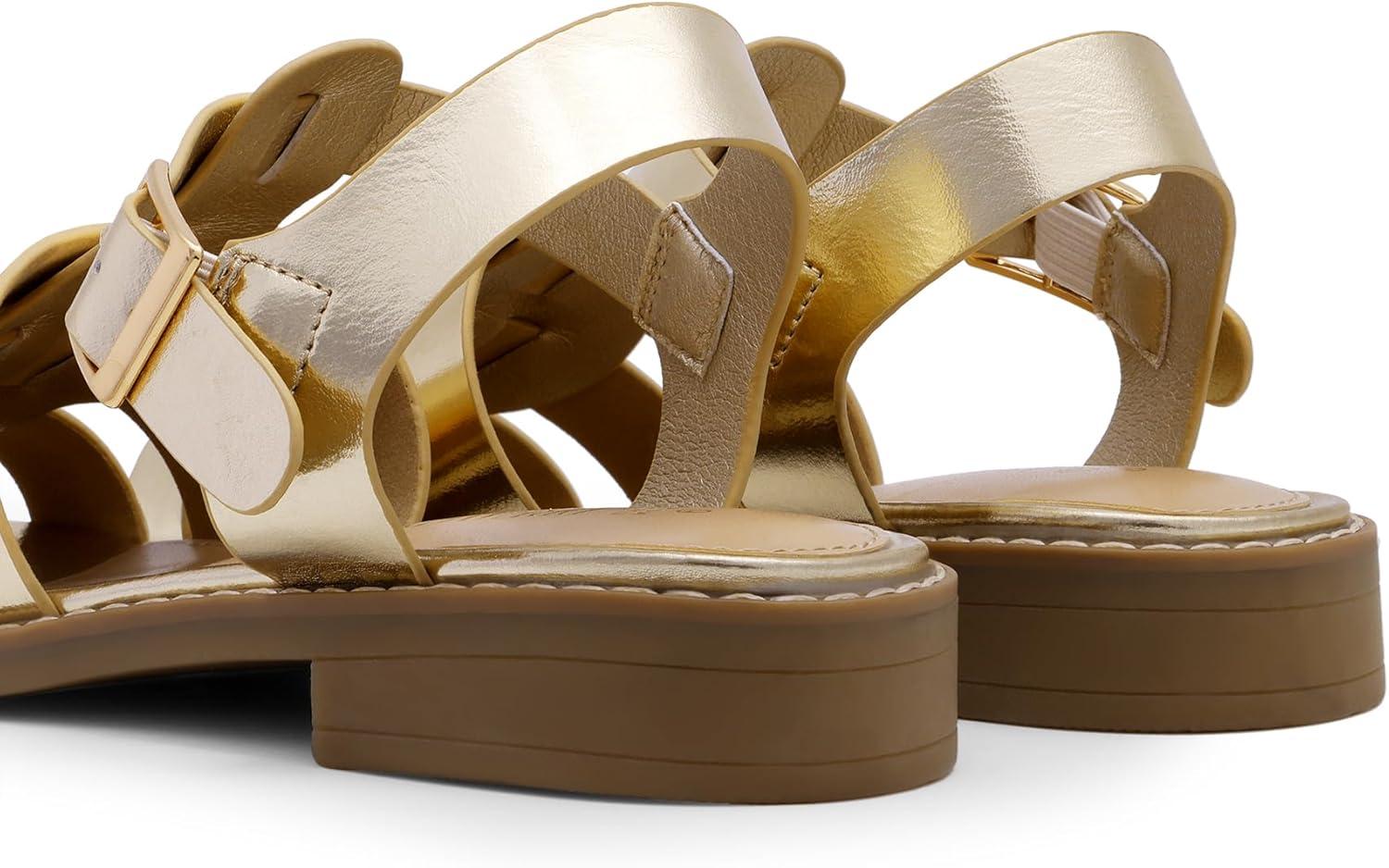 imageDREAM PAIRS Womens Fisherman Gladiator Braided Flat Sandal Cute Woven Strappy Closed Toe Shoes for SummerGoldmetallic