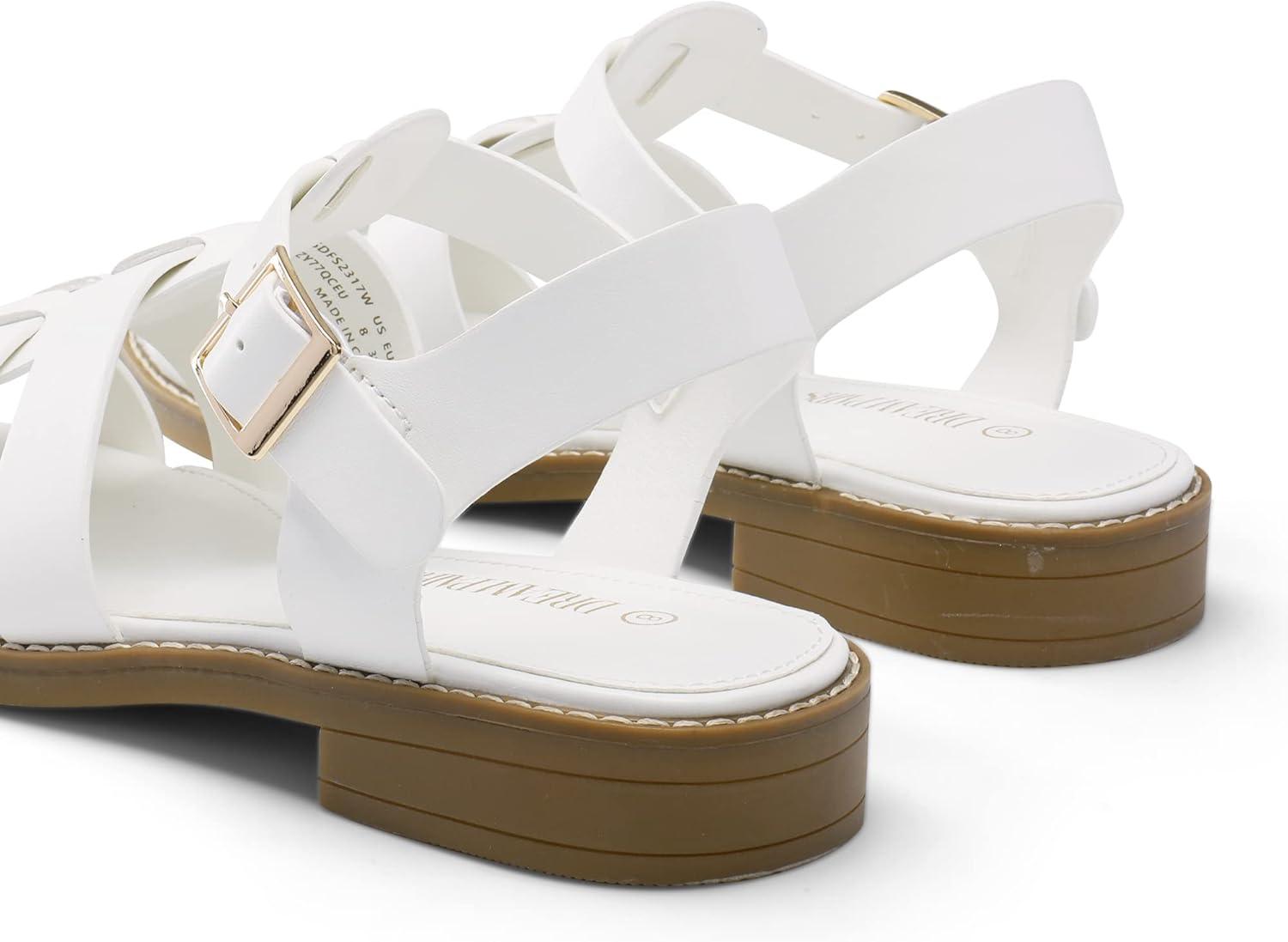 imageDREAM PAIRS Womens Fisherman Gladiator Braided Flat Sandal Cute Woven Strappy Closed Toe Shoes for SummerWhitepu