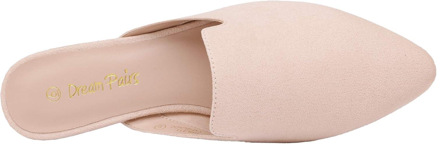 imageDREAM PAIRS Womens Flat Mules Pointed Toe Backless Loafer ShoesArricotSuede