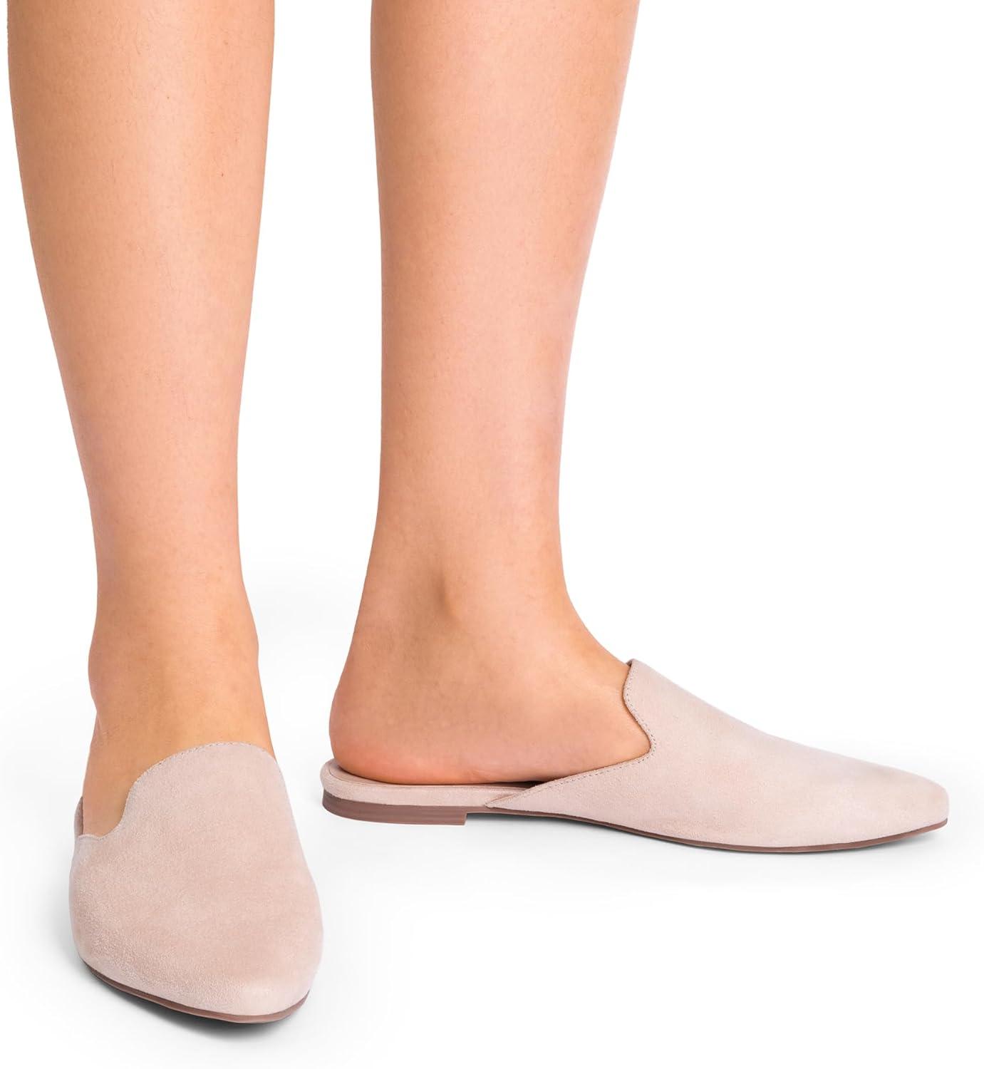 imageDREAM PAIRS Womens Flat Mules Pointed Toe Backless Loafer ShoesArricotSuede