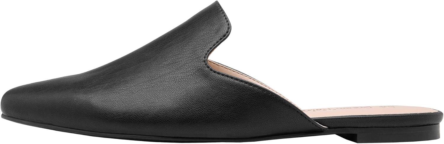 imageDREAM PAIRS Womens Flat Mules Pointed Toe Backless Loafer ShoesBlackPu