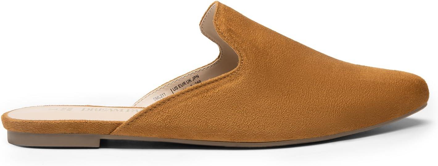 imageDREAM PAIRS Womens Flat Mules Pointed Toe Backless Loafer ShoesBrownsuede