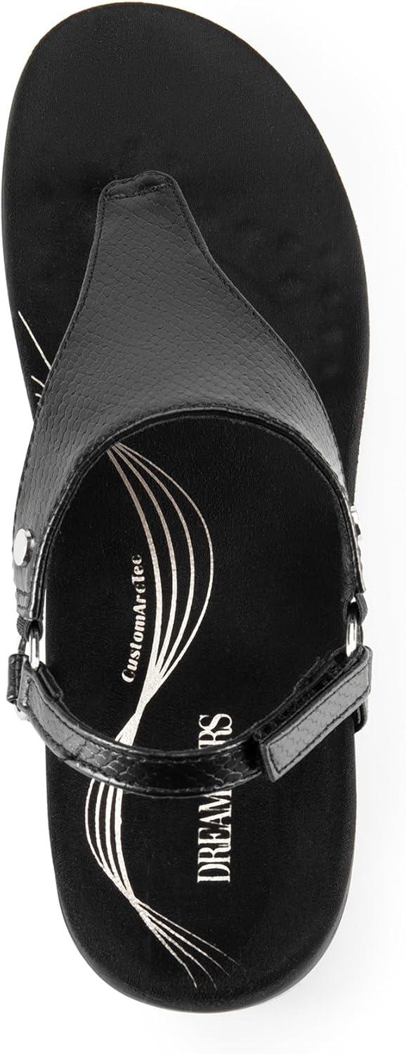 imageDREAM PAIRS Womens Flat Sandals Arch Support Orthopedic Comfortable Soft Cushion Summer TStrap Walking Thong SandalsAll Black