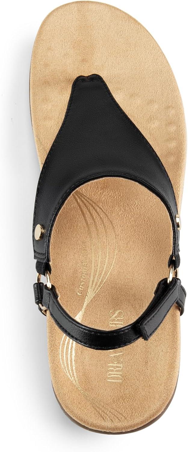 imageDREAM PAIRS Womens Flat Sandals Arch Support Orthopedic Comfortable Soft Cushion Summer TStrap Walking Thong SandalsBlack