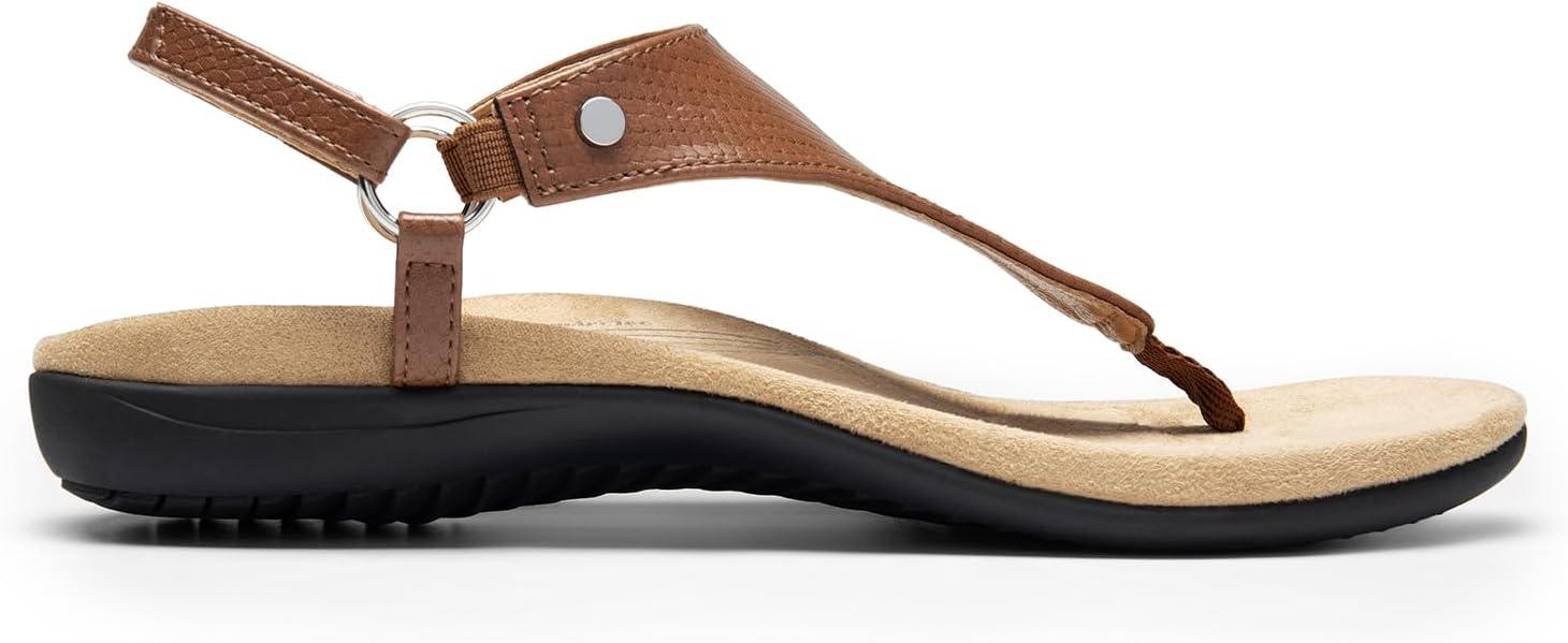 imageDREAM PAIRS Womens Flat Sandals Arch Support Orthopedic Comfortable Soft Cushion Summer TStrap Walking Thong SandalsBrown