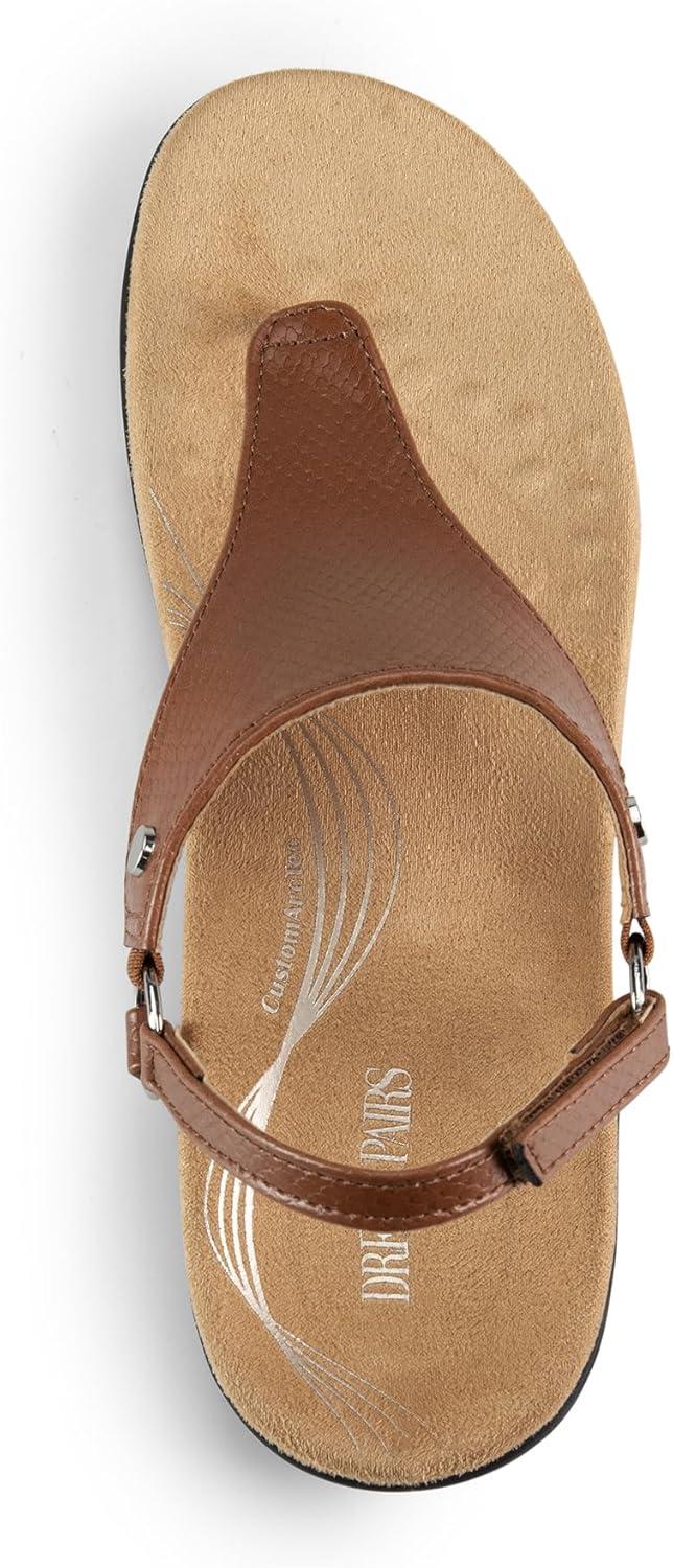 imageDREAM PAIRS Womens Flat Sandals Arch Support Orthopedic Comfortable Soft Cushion Summer TStrap Walking Thong SandalsBrown