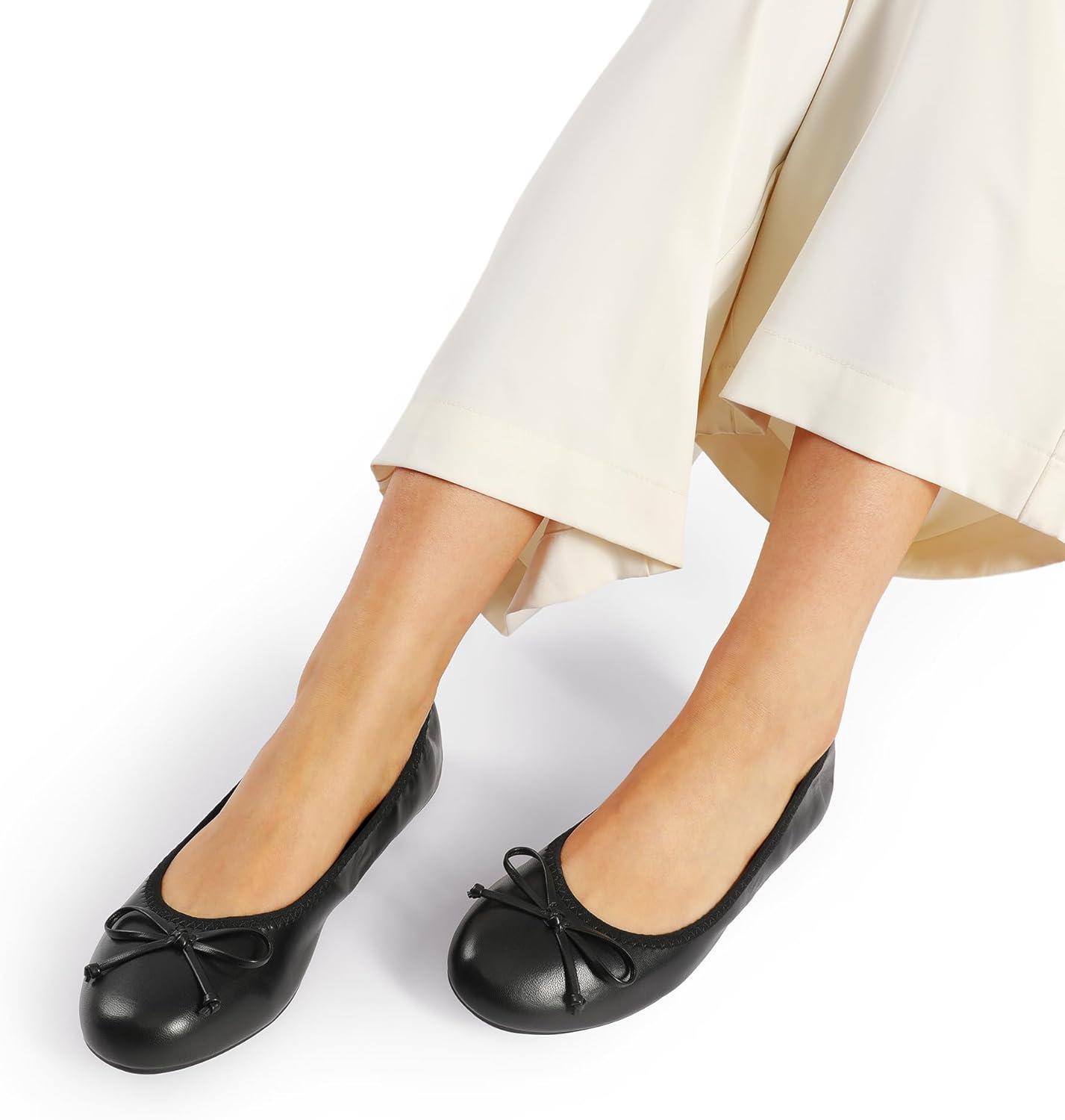 imageDREAM PAIRS Womens Flats Foldable Ballet Flats for Women Bowknot Round Toe Comfort Light Weight SlipOn Dress ShoesBlack