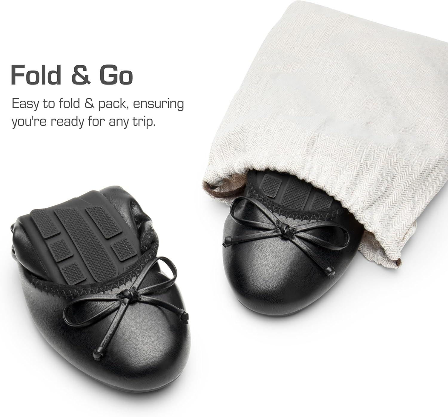 imageDREAM PAIRS Womens Flats Foldable Ballet Flats for Women Bowknot Round Toe Comfort Light Weight SlipOn Dress ShoesBlack