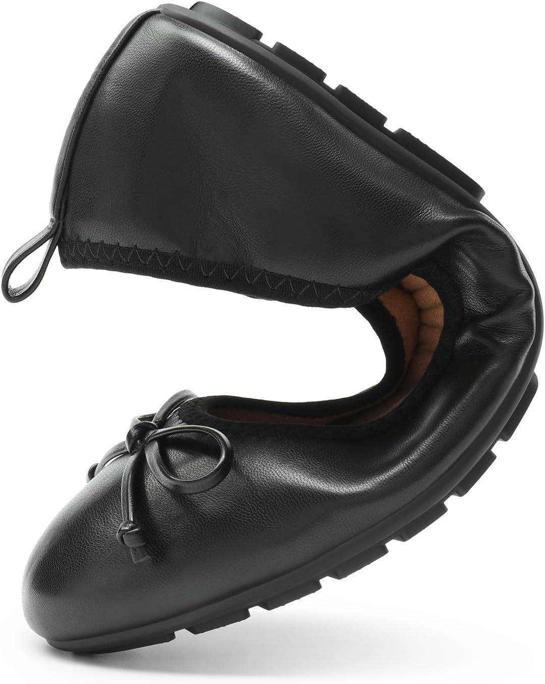 imageDREAM PAIRS Womens Flats Foldable Ballet Flats for Women Bowknot Round Toe Comfort Light Weight SlipOn Dress ShoesBlack