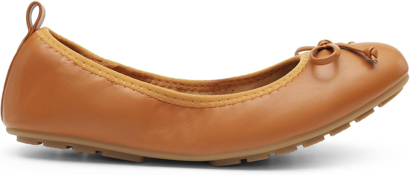 imageDREAM PAIRS Womens Flats Foldable Ballet Flats for Women Bowknot Round Toe Comfort Light Weight SlipOn Dress ShoesBrown