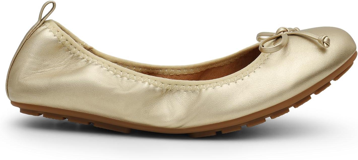imageDREAM PAIRS Womens Flats Foldable Ballet Flats for Women Bowknot Round Toe Comfort Light Weight SlipOn Dress ShoesGold